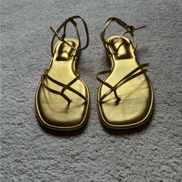 Mango Gold Strappy Flat Sandals - Picture 3 of 5